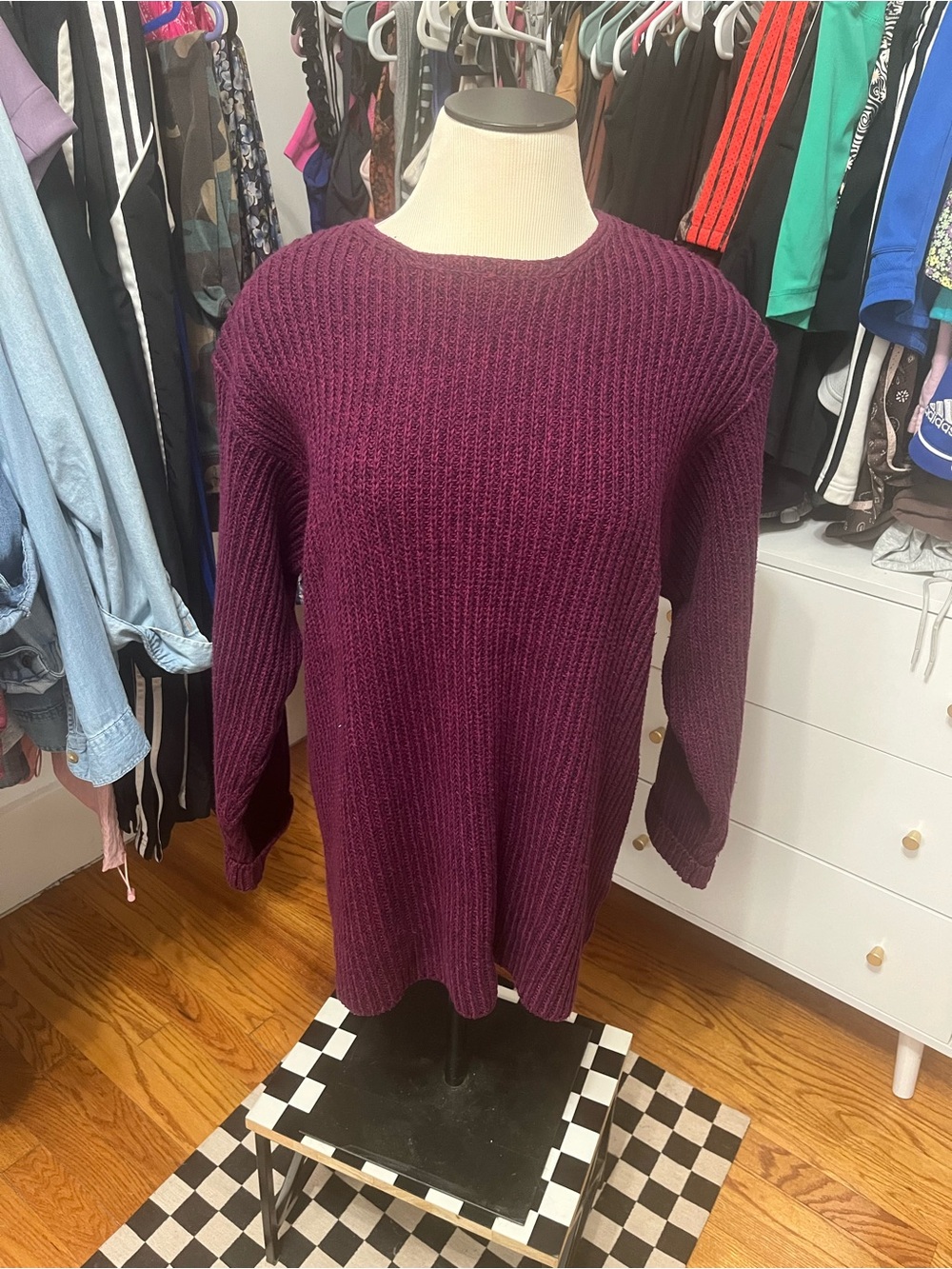 Eddie Bauer Ribbed Crewneck Sweater in Plum
